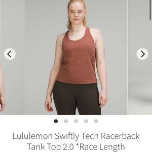 Swiftly Tech Racerback Tank Top 2.0 - Race Length Size 10 NWT Ancient Copper